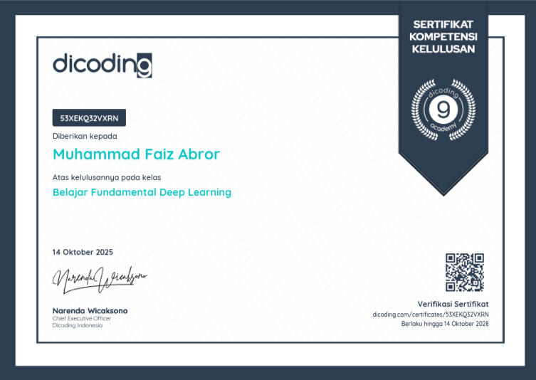 Belajar Fundamental Deep Learning - Dicoding